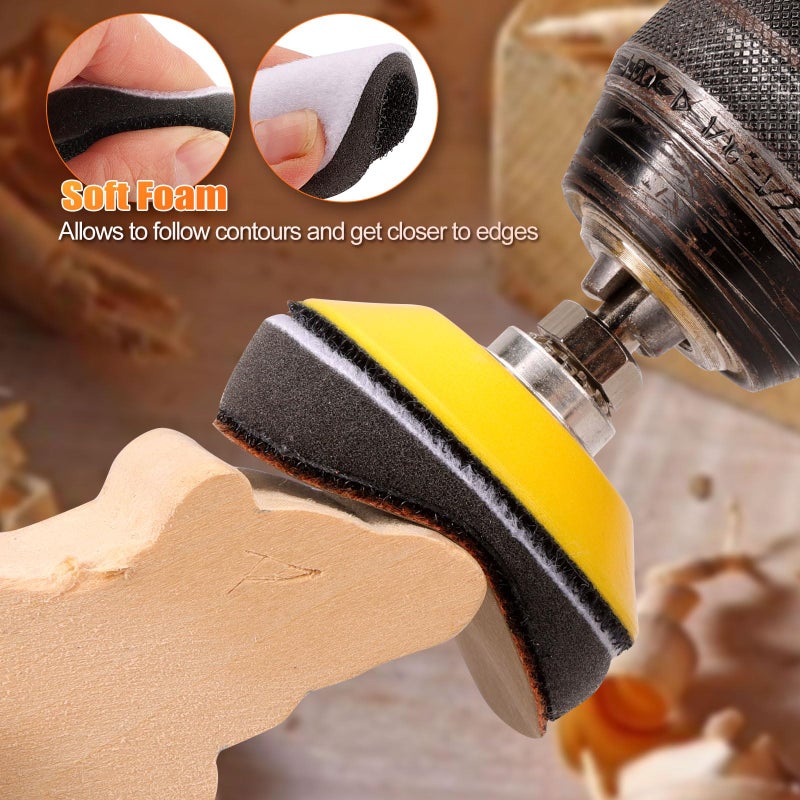 POLIWELL 10 Pack 2 Inch (50mm) Foam Interface Pad, Hook and Loop Soft Foam Buffing Pad, Soft Density Buffer Backing Pad for 2" Sanding Discs, Drill, Mini RO Sander for Detail Sanding - Image 4