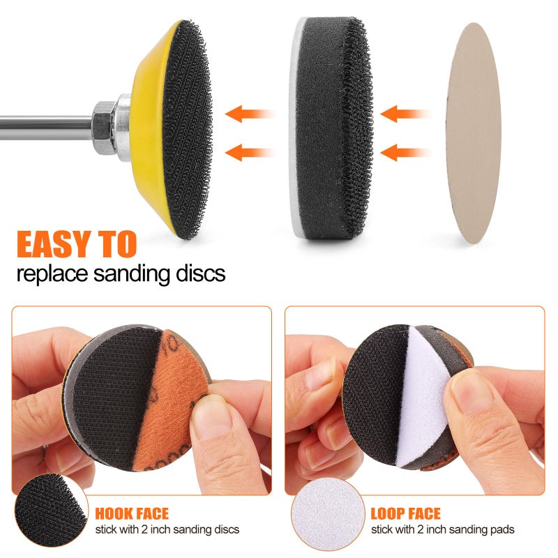 POLIWELL 10 Pack 2 Inch (50mm) Foam Interface Pad, Hook and Loop Soft Foam Buffing Pad, Soft Density Buffer Backing Pad for 2" Sanding Discs, Drill, Mini RO Sander for Detail Sanding - Image 3