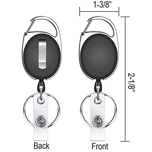 selizo 12 Packs Retractable ID Badge Card Holder Carabiner Badge Reel with Belt Clip and Key Ring, Assorted Colors - Image 4