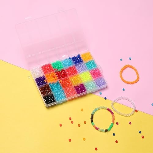 Ambitieux 24 colors Crystal Beads Jewelry Making Kit for Girls – 1550+ Pcs DIY Bracelet Making Supplies with Colorful Faceted Beads, Charms, Elastic Thread & Accessories | Birthday Gift Craft Set for Kids & Teens - Image 4