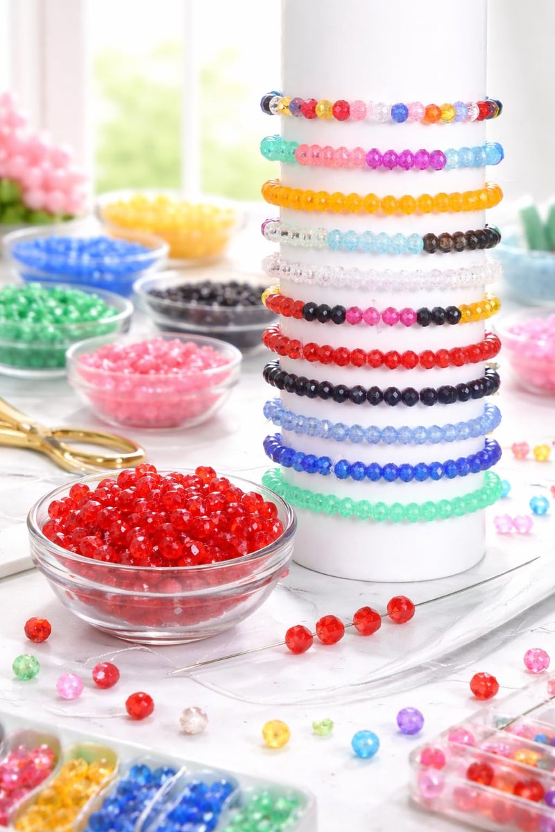 Ambitieux 24 colors Crystal Beads Jewelry Making Kit for Girls – 1550+ Pcs DIY Bracelet Making Supplies with Colorful Faceted Beads, Charms, Elastic Thread & Accessories | Birthday Gift Craft Set for Kids & Teens - Image 2
