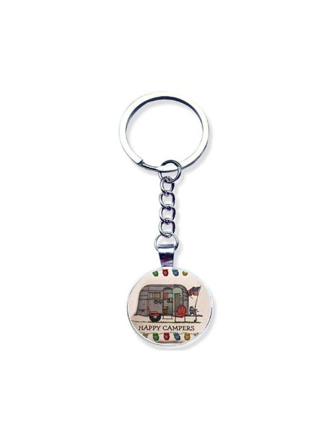 Generic Happy Campers Metal Keychain Silver 
