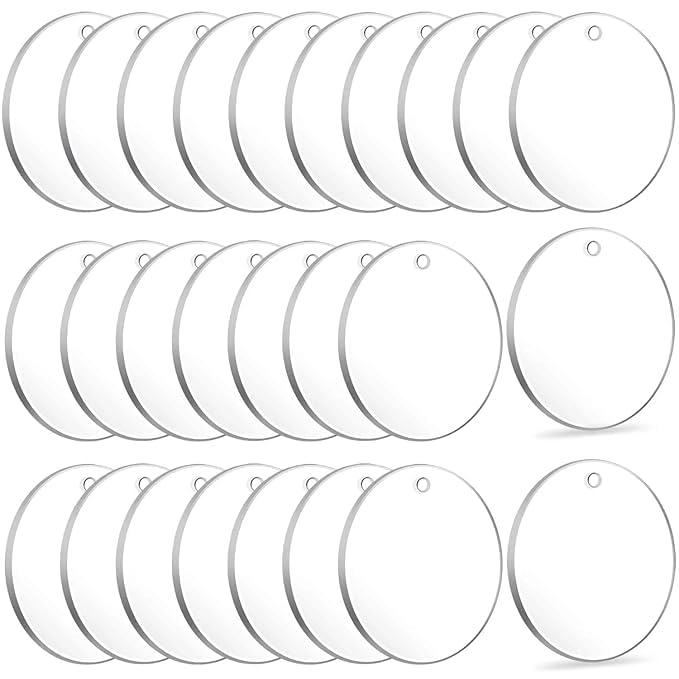 Acrylic Round Shape Keychain Blanks Clear Keychains with Whole Acrylic 3mm Transparent Circle Discs Acrylic Blanks Keychain Bulk for Keychain Crafting 