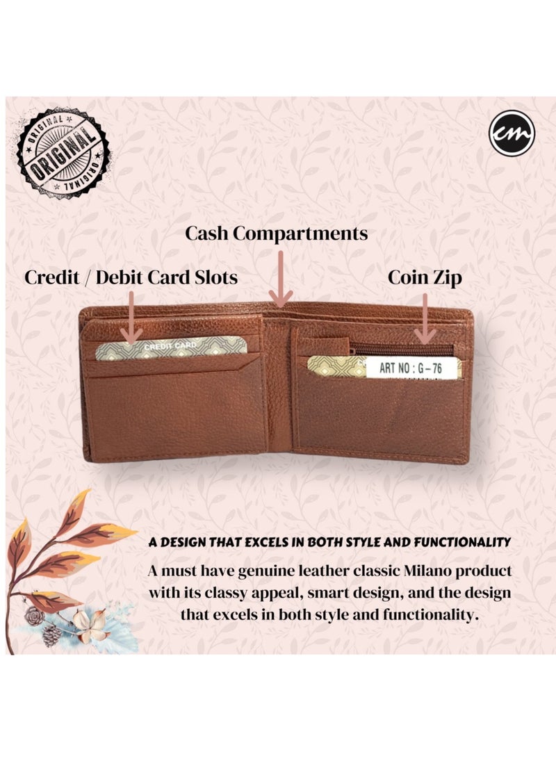 Classic Milano Classic Milano Wallet for Men - Genuine Leather Card Holder Wallet, RFID Blocking Bifold Mens Wallet with Coin Pouch, Slim Wallet for Men, Durable Man Wallet - Ideal Gift  - Image 3