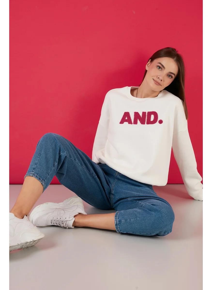 Lela Regular Fit Crew Neck Thick Fleece Lined Winter Knitted Sweat Women's Sweat 5864880