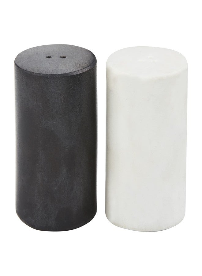Mud Pie Marble Black/White Salt and Pepper Shakers; 2 3/4" X 1 3/4" Dia - Image 1