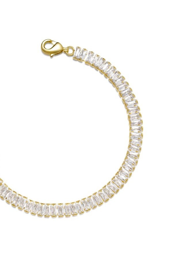 Pearich سوار ذهب للنساء، سوار رابط مملوء بالذهب عيار 14 للنساء، أساور سلسلة كوبانية قابلة للتكديس لعيد الحب، عيد الأم، رأس السنة، عيد الميلاد، 6.25، نحاس، زركونيا مكعبة - Image 1