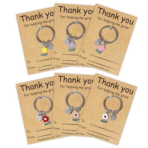 VERKUUY 6Pcs Teacher Appreciation Keychains Gifts In Bulk Daycare End of Year Kindergarten Preschool Thank You Teacher Gifts - Image 1