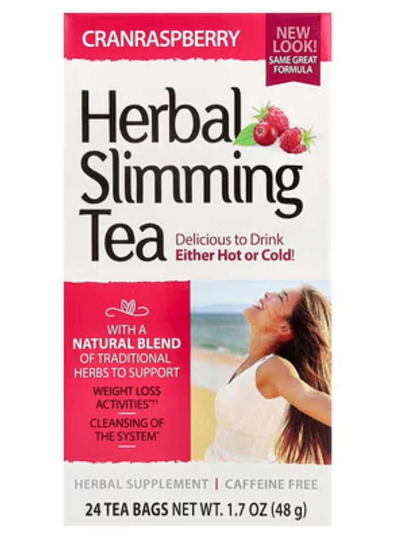 21st Century Herbal Slimming Tea Cranraspberry Caffeine Free 24 Tea Bags 1.7 oz (48 g) - Image 1