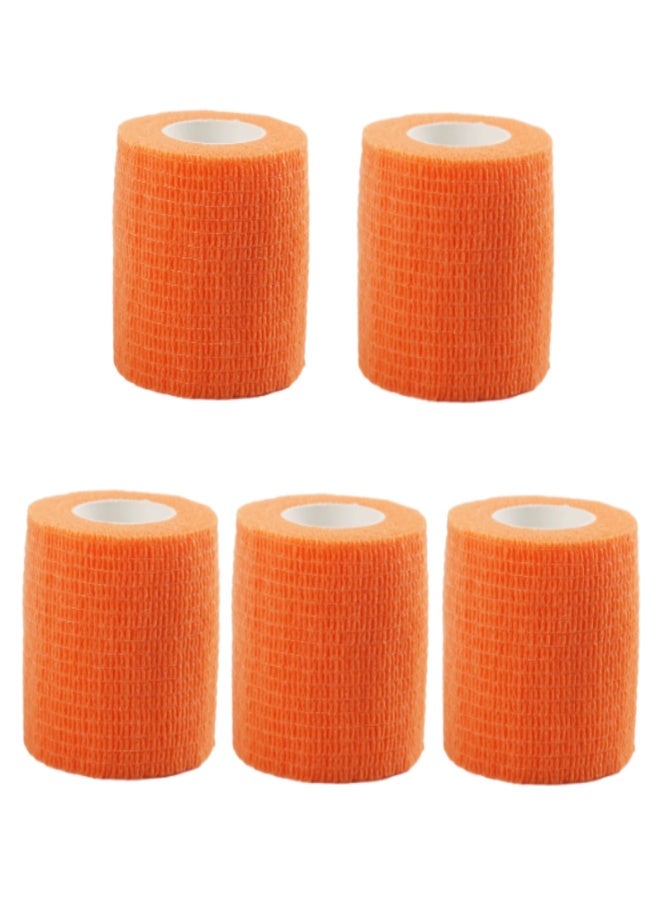 Pack of 5 solid color anti-callus self-adhesive bandages, nail art anti-wear hand elastic tape, elastic tape 5cm * 4.5m orange - Image 1