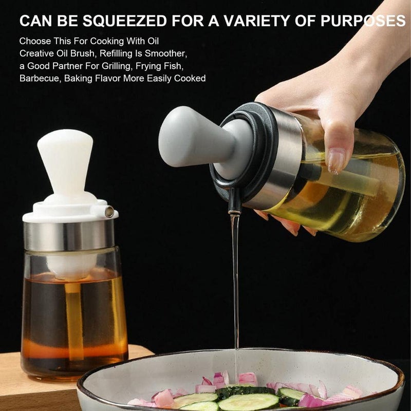 Ramkuwar 350ML Oil Dispenser Household Glass 2 in 1 Oil Bottle Kitchen Multipurpose Soy Sauce Vinegar Bottle For BBQBakingSalad1 White - Image 4