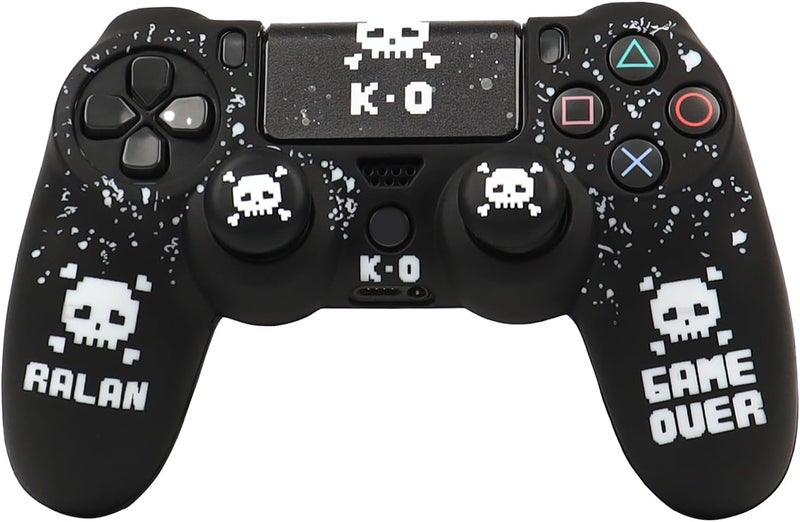 RALAN Pixelated Skull Design Controller Skin Cover with 2 Thumb Grips Compatible with PS4/Playstation 4 Slim/Pro Controller - Image 1