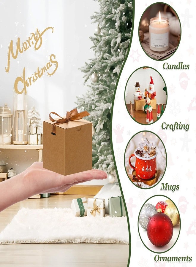 DOYIDE 60 Pcs Small Gift Boxes, 3x3x3 inches Kraft Paper Gift Box with Ribbons, Brown Candy Boxes for Christmas Wedding Favors Baby Shower Bridal Shower Birthday Party - Image 5