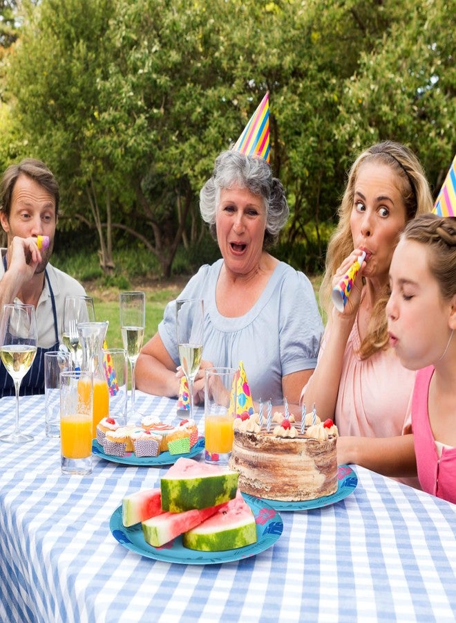 زهاو أطباق حفلات أعياد الميلاد Zhehao 50 قطعة، 7 بوصات، أطباق ورقية للاستخدام مرة واحدة، بطابع كرتوني أزرق، زينة حفلات هاواي الاستوائية لعطلة الصيف - Image 5