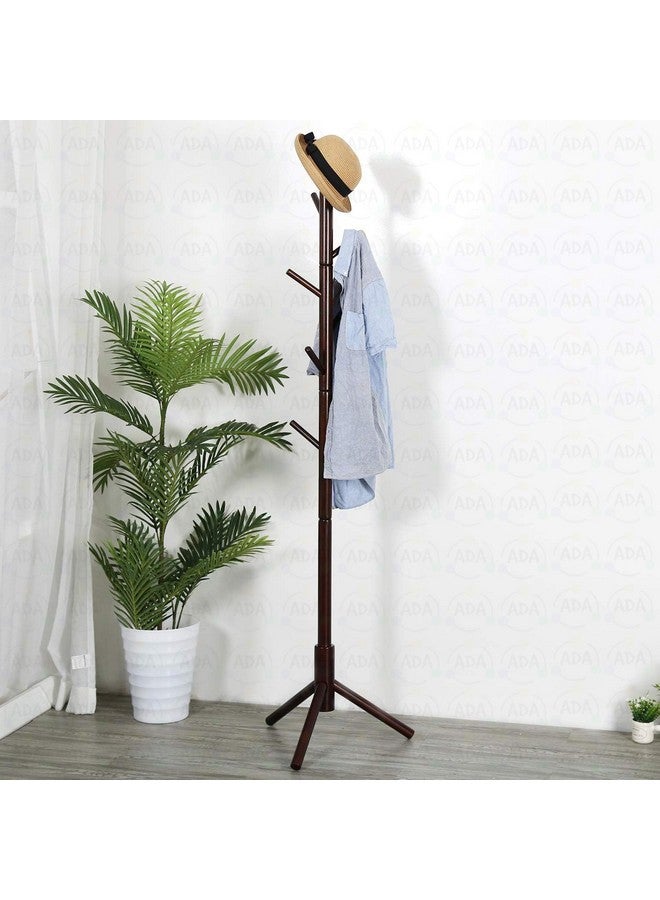 ADA ADA Premium Natural Bamboo Coat Rack Free Standing With 8 Hooks, Tree Coat Rack Stand For Coats, Hats, Scarves, Clothes, And Handbags - Diy (Do It Yourself), 45 X 45 X 175 Cm  - Image 1