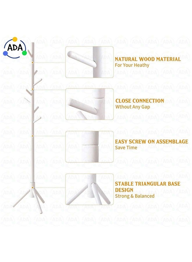 ADA ADA Premium Natural Bamboo Coat Rack Free Standing With 8 Hooks, Tree Coat Rack Stand For Coats, Hats, Scarves, Clothes, And Handbags - Diy (Do It Yourself), 45 X 45 X 175 Cm  - Image 4
