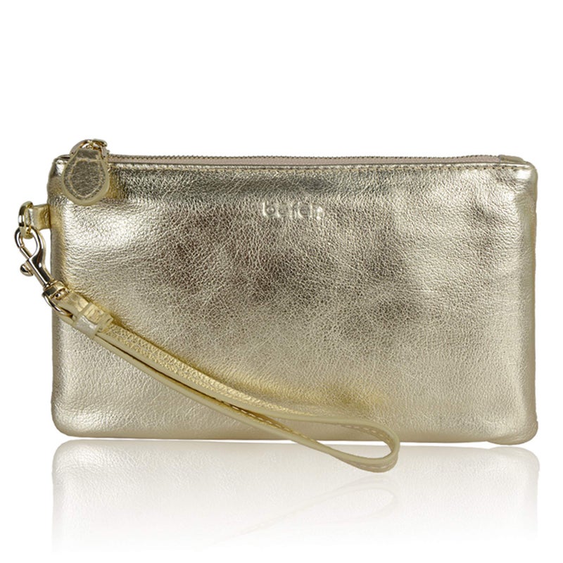 befen Genuine Leather Wristlet Clutch RFID Blocking Bag Cell Phone Wallet Purse Smartphone Gold Wristlet Wallet Purses and Handbags for Women - Image 1