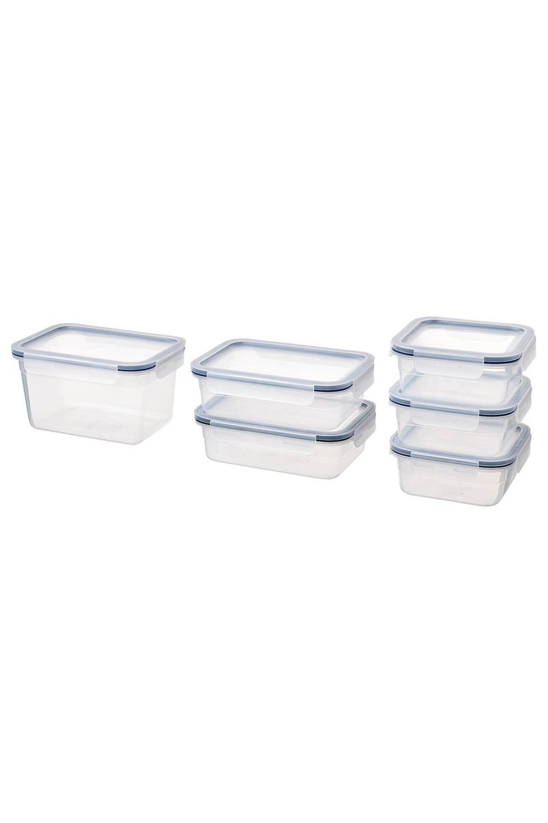 Food container with lid, set of 6, plastic - Image 1