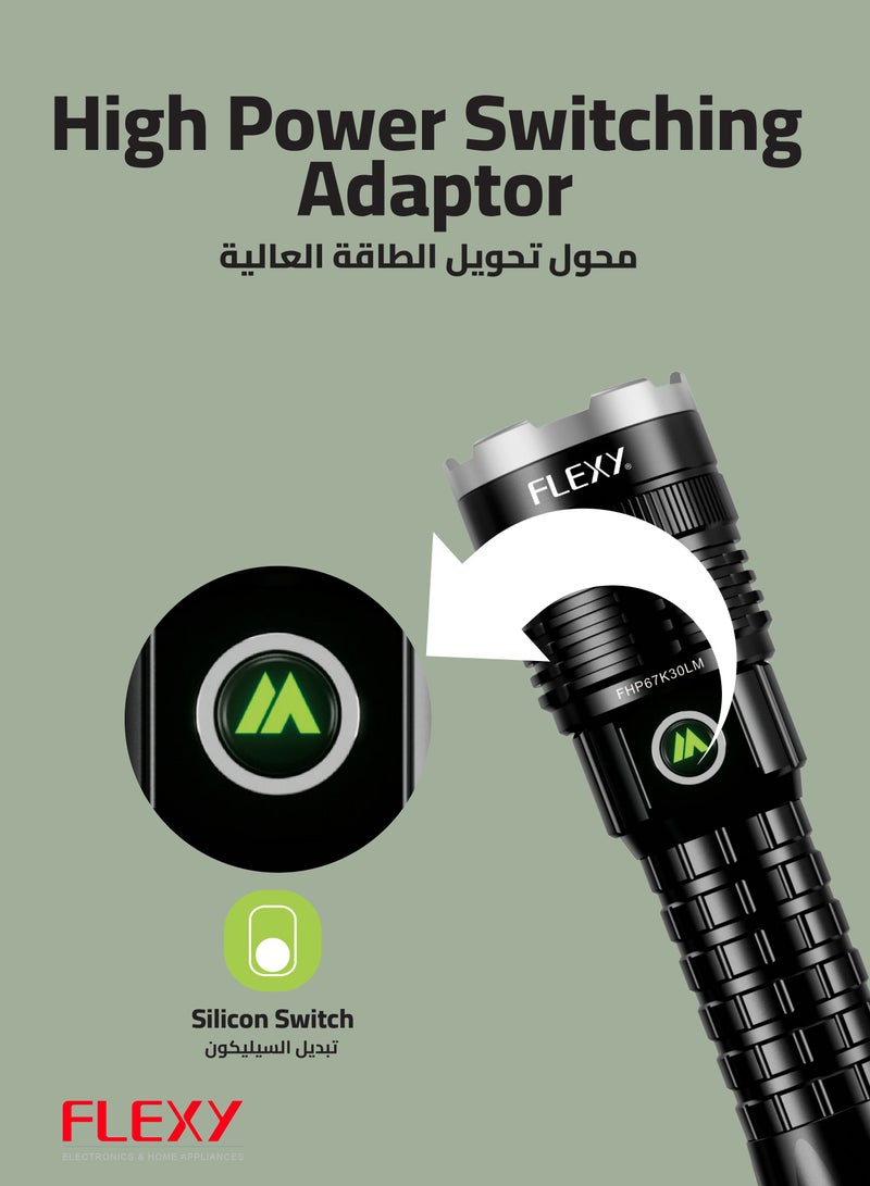 FLEXY Super Light Rechargeable Flashlight: 1000M Irradiation, ZOOM Illumination, Unbreakable PC Lens, Anodized Aerospace Aluminum Alloy, 2-Year Warranty, Ultra Lightweight. - Image 4