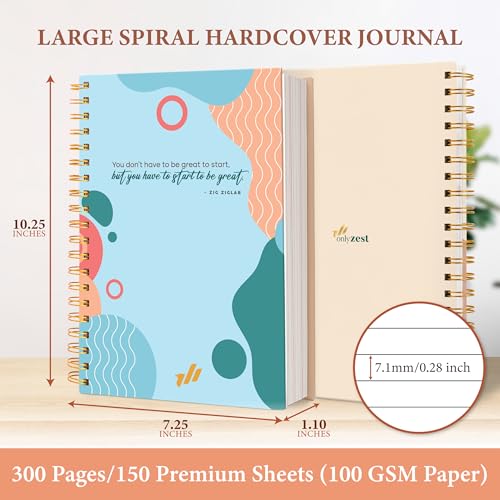 Only Zest 3 Pack Large Journals for Writing – 300 Page Spiral Bound Notebook with Hard Cover, Work Notebook for Women, Daily Writing, School, Office, Journaling, 10.25" X 7.25 Inches - Image 3