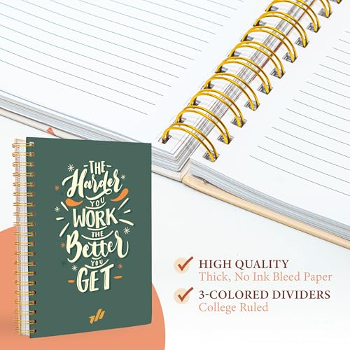 Only Zest 3 Pack Large Journals for Writing – 300 Page Spiral Bound Notebook with Hard Cover, Work Notebook for Women, Daily Writing, School, Office, Journaling, 10.25" X 7.25 Inches - Image 5
