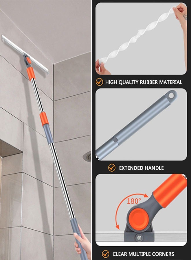 HAWAWA Floor Squeegee, 35CM Rubber Squeegee with 117cm Adjustable Handle, Household Silicone Wiper Magic Broom Non-Stick Hair Sweeping Soft Mop Floor Scraping Sweeper For Bathroom, Glass, Window, Kitchen, Tile Cleaning - Image 3