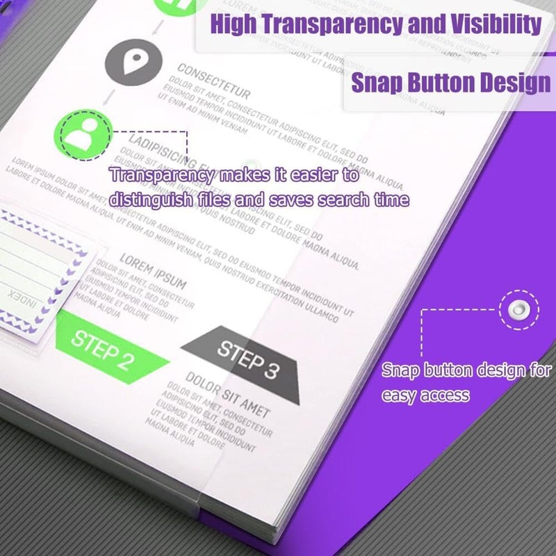 Goodern 6Pcs Ring Binder Punch Pocket,A4 Clear Plastic Envelopes For Ring Binder Folder,Loose-Leaf Plastic Envelopes With 11 Holes For Ring Binder Folder For Home Work Office Organization-Black - Image 4