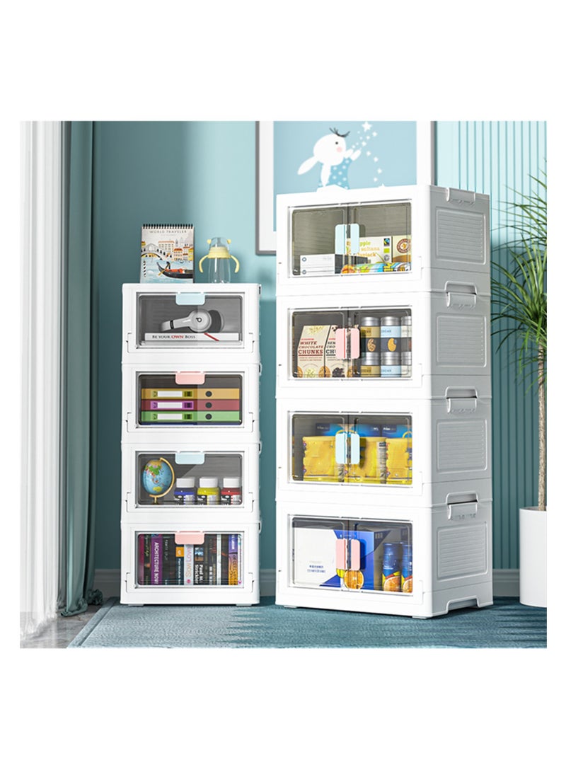 نوفولان NOVOLAN صندوق تخزين صناديق تخزين سلة منظم تخزين بلاستيكي متين ملابس قابلة للطي تخزين منزلي من الورق المقوى منظم منزلي قابل للطي شفاف ألعاب كتاب (وردي كبير جدًا) - Image 3