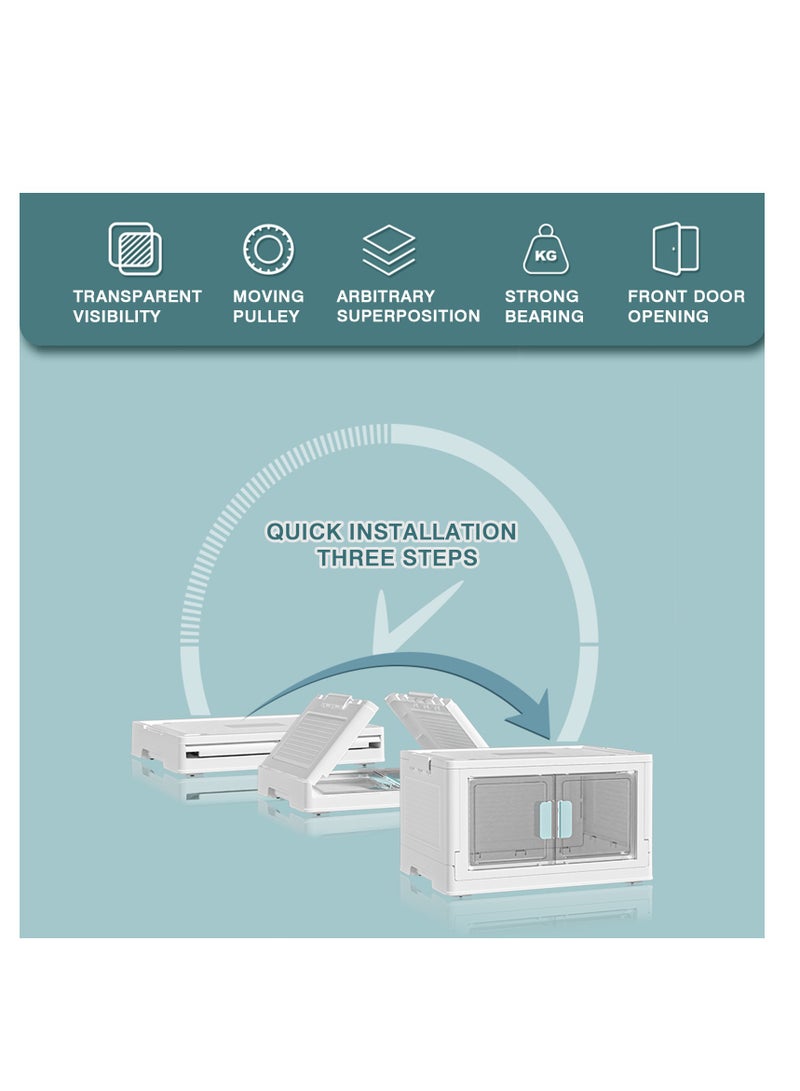 نوفولان NOVOLAN صندوق تخزين صناديق تخزين سلة منظم تخزين بلاستيكي متين ملابس قابلة للطي تخزين منزلي من الورق المقوى منظم منزلي قابل للطي شفاف ألعاب كتاب (وردي كبير جدًا) - Image 4