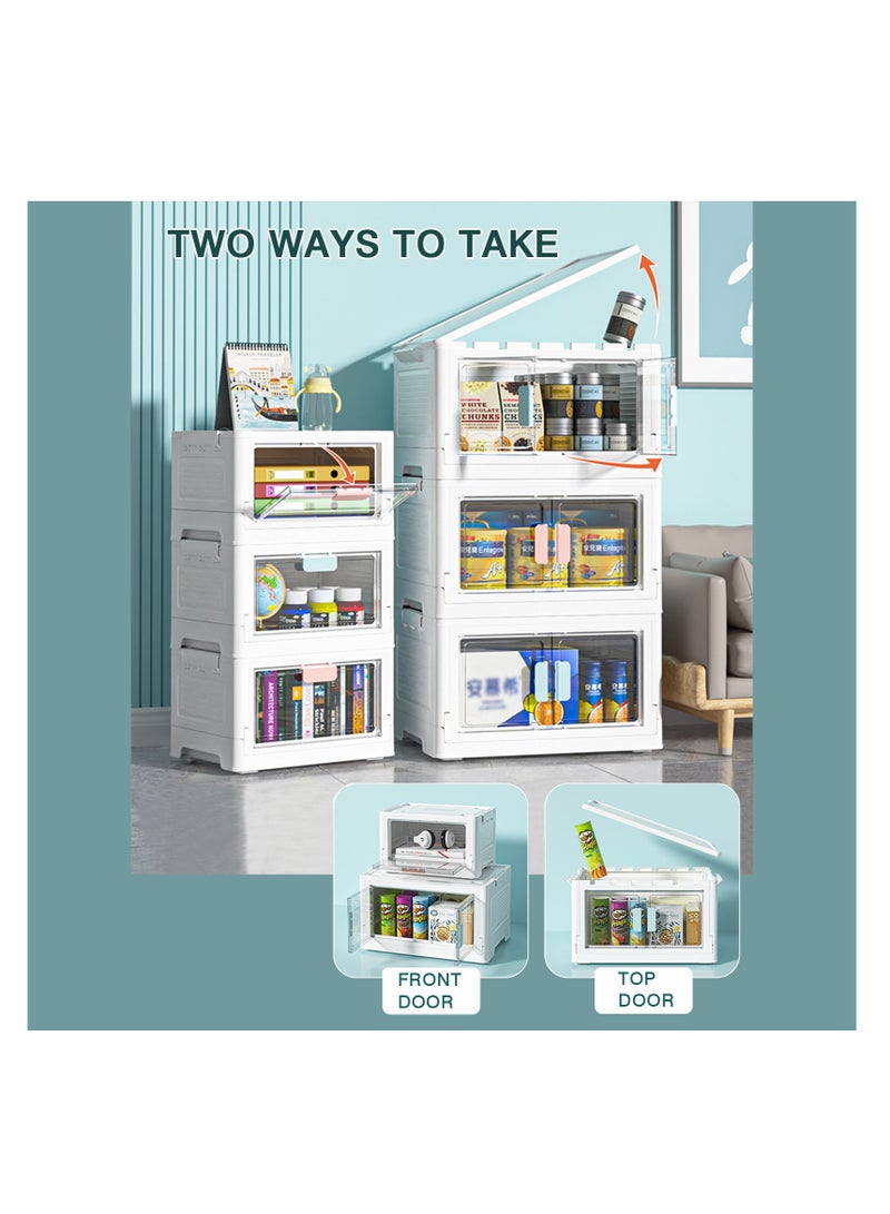 نوفولان NOVOLAN صندوق تخزين صناديق تخزين سلة منظم تخزين بلاستيكي متين ملابس قابلة للطي تخزين منزلي من الورق المقوى منظم منزلي قابل للطي شفاف ألعاب كتاب (وردي كبير جدًا) - Image 5