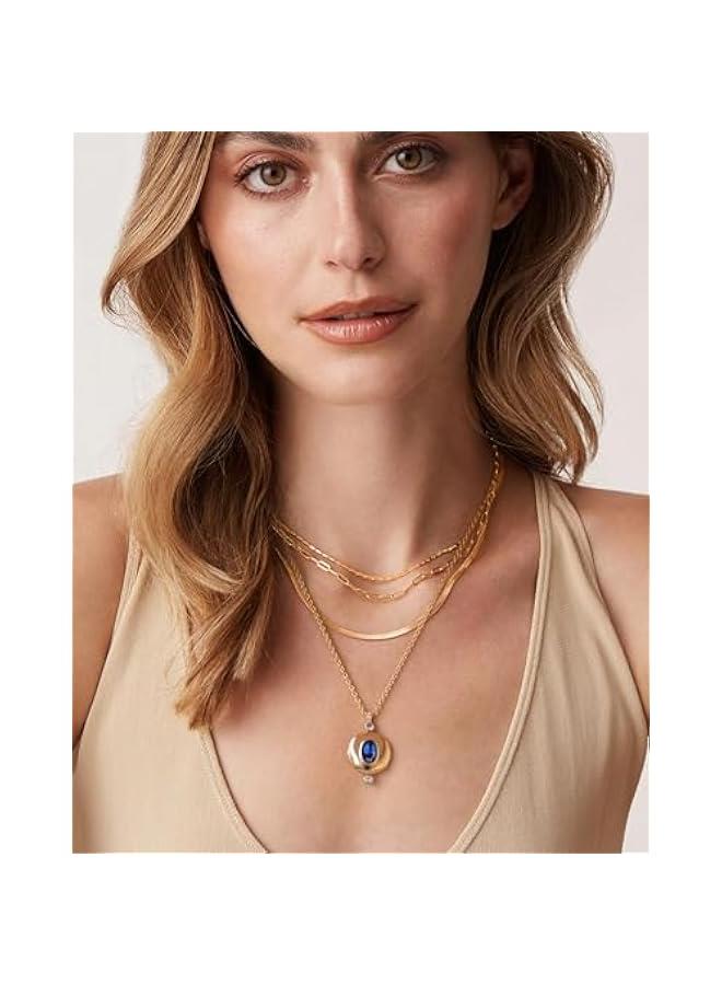 18K Gold Moon Star Lion Evil Eye Love Heart Cross Pendant Necklace Medallion Paperclip Chian Choker Layering Jewery for Women - Image 2