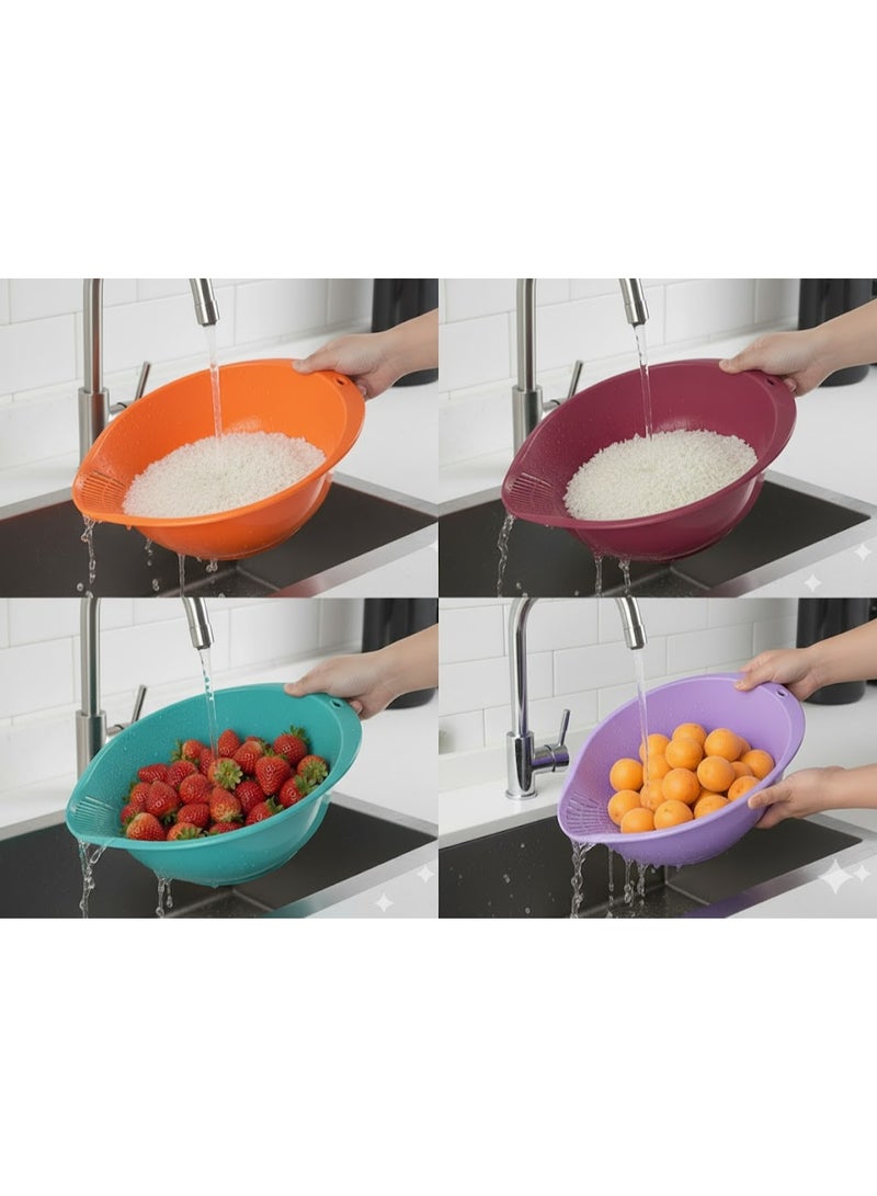 favilla Kitchen colander for washing rice and fruits – quick, mess-free drainage (smart side-hole design), convenient and easy-to-clean design – multi-colored - Image 1
