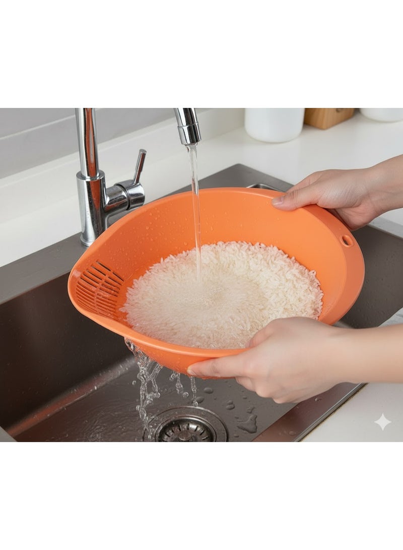 favilla Kitchen colander for washing rice and fruits – quick, mess-free drainage (smart side-hole design), convenient and easy-to-clean design – multi-colored - Image 2