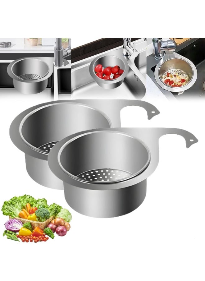 TERRIFI Stainless Steel Swan Sink Strainer Basket, Side Kitchen Sink Drain Basket, Multifunctional Corner Strainer for Fruits and Vegetables, Easy to Clean and Install, Durable Design (2pcs)  - Image 1