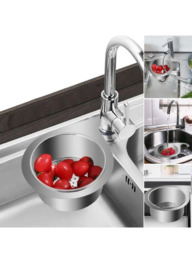 TERRIFI Stainless Steel Swan Sink Strainer Basket, Side Kitchen Sink Drain Basket, Multifunctional Corner Strainer for Fruits and Vegetables, Easy to Clean and Install, Durable Design (2pcs)  - Image 3