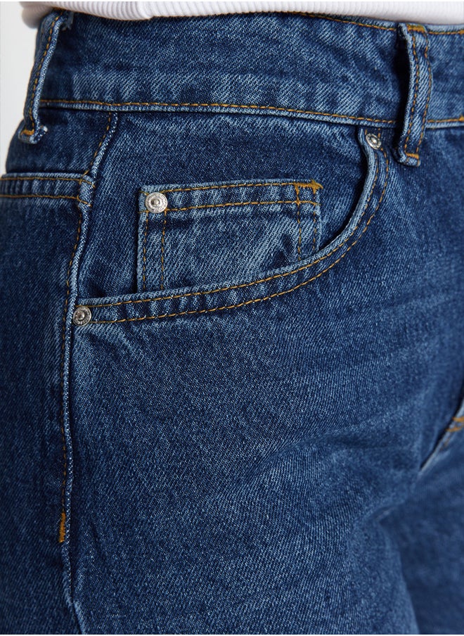 trendyol - Dark Blue High Waist Wide Leg Jeans TWOAW24JE00074 - Image 1