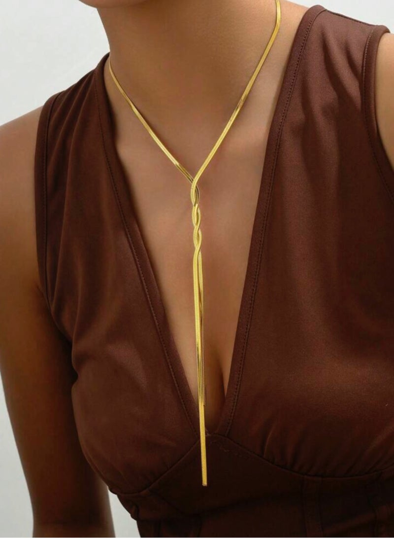 نونز أب سلسال نسائي أنيق  من الاستانلس ستيل مطلي باللون الذهبي عيار 18 - Image 1