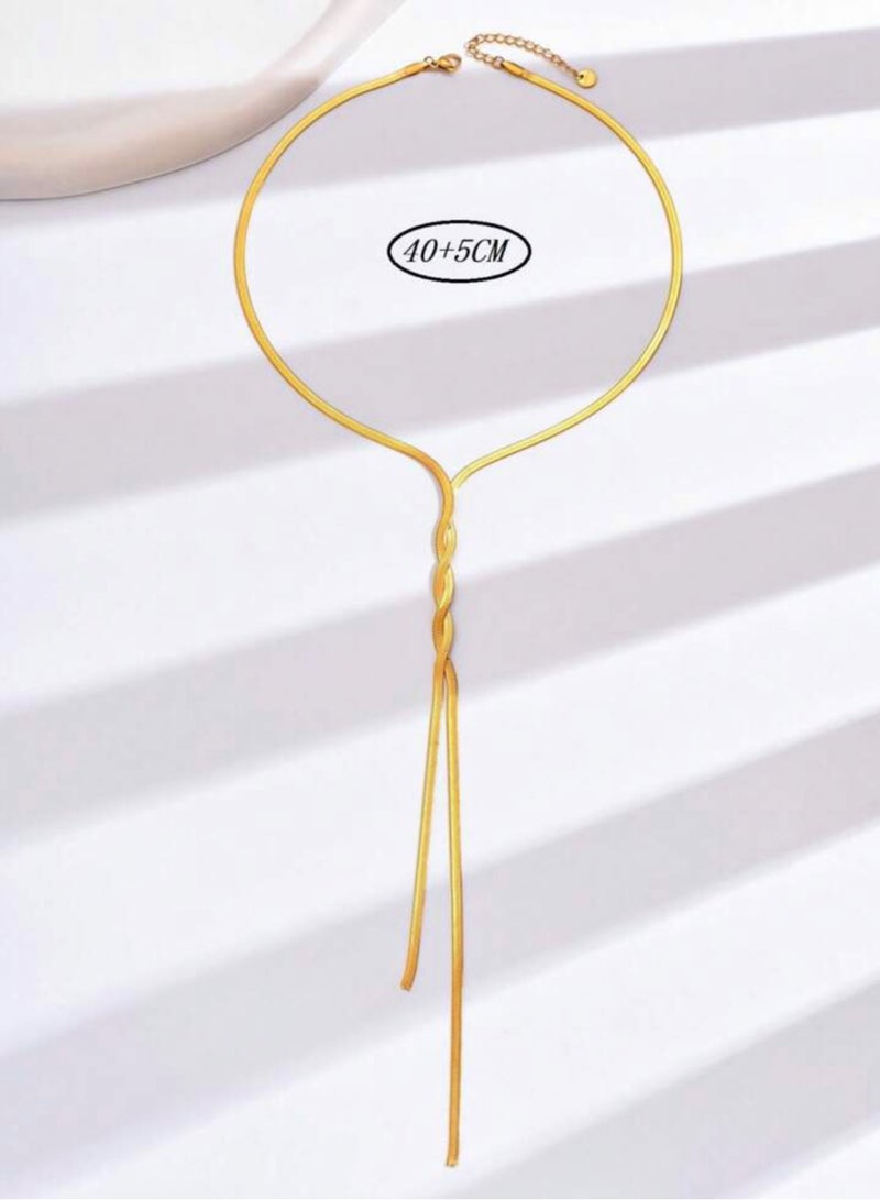 نونز أب سلسال نسائي أنيق  من الاستانلس ستيل مطلي باللون الذهبي عيار 18 - Image 4