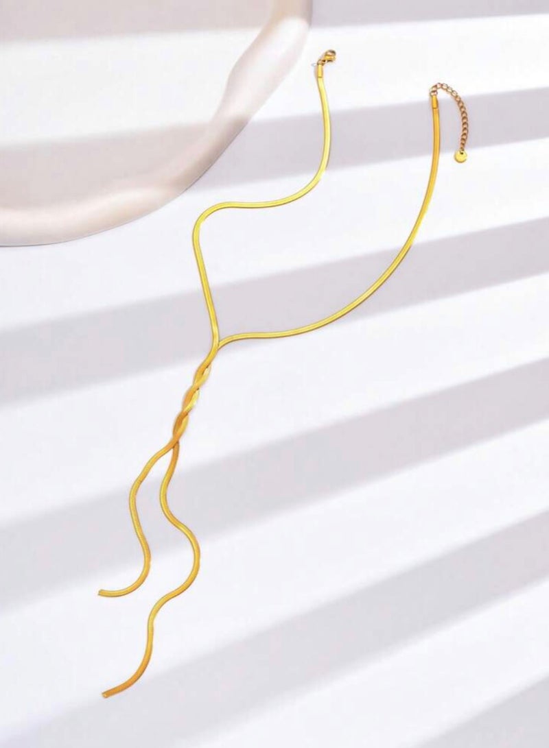 نونز أب سلسال نسائي أنيق  من الاستانلس ستيل مطلي باللون الذهبي عيار 18 - Image 3