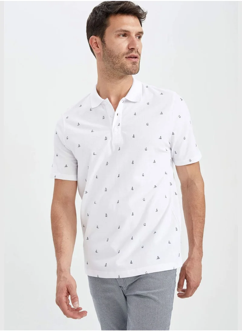 DeFacto Relax Fit Short Sleeve Polka Dot Print T-Shirt