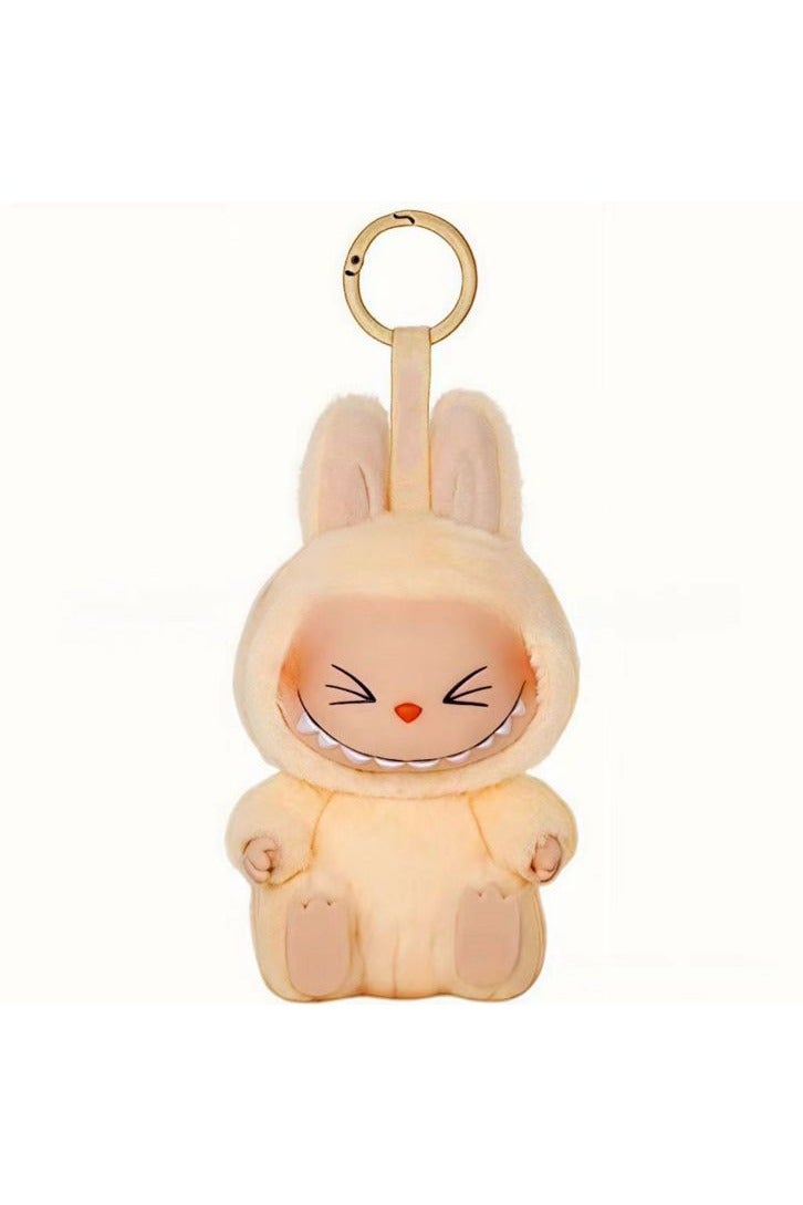 Second-Generation Sit-Down Party Series - Labubu - Vinyl Plush Toy (Sweetie Style),Beige Plush Doll Trendy Toy Pendant Keychain,17 cm - Image 1