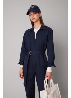 DeFacto Woman Shirt Neck Long Sleeve Woven Jumpsuit  - Image 5