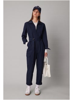 DeFacto Woman Shirt Neck Long Sleeve Woven Jumpsuit  - Image 3