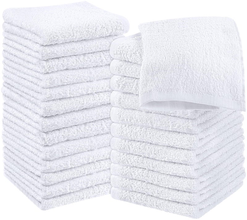 Utopia Towels Cotton Washcloths Set - 100% Ring Spun Cotton, Premium Quality Flannel Face Cloths, Highly Absorbent and Soft Feel Fingertip Towels (24 Pack, White) - Image 1