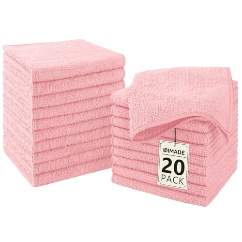 UNIMADE Washcloths - 20 Pack - Face Towels (12" x 12"), Highly Soft Wash Cloths and Hand Towels, Fast Drying Multi-Purpose Microfiber Cleansing Cloths for Bathroom, Hotel, Spa, and Salon - Pink - Image 1