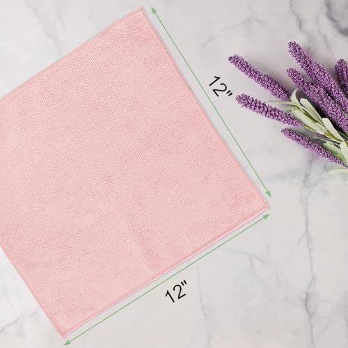 UNIMADE Washcloths - 20 Pack - Face Towels (12" x 12"), Highly Soft Wash Cloths and Hand Towels, Fast Drying Multi-Purpose Microfiber Cleansing Cloths for Bathroom, Hotel, Spa, and Salon - Pink - Image 2