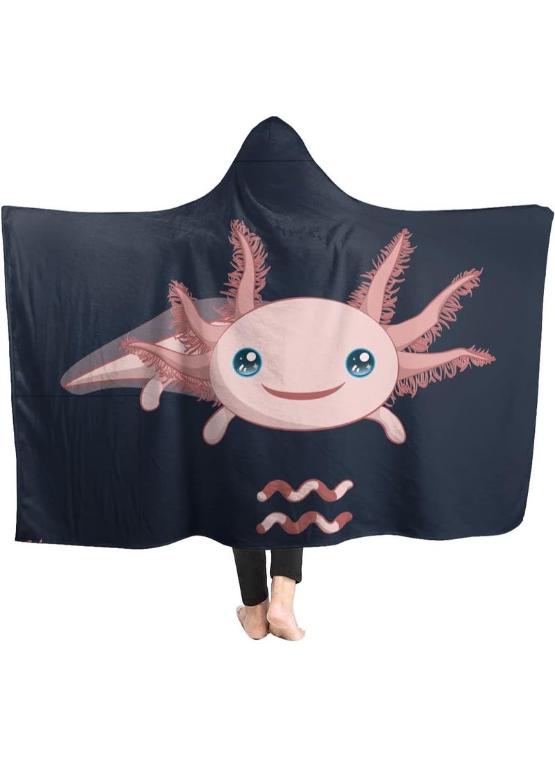 ARTIEMASTER Axolotl Hooded Blanket Soft and Lightweight Flannel Throw Suitable for Use in Bed, Living Room and Travel 80"x60" for - Image 1