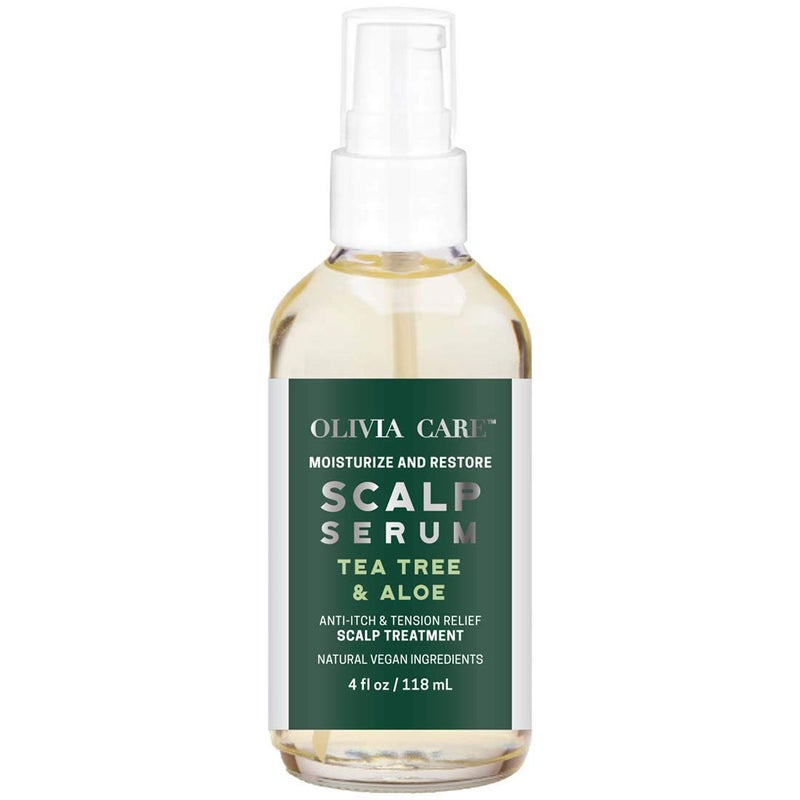 Olivia Care TeaTree Aloe Scalp Serum Natural Vegan Ingredients Moisturize AntiItch Treatment Stimulate Hair Growth Repair Damage 4 FL OZ