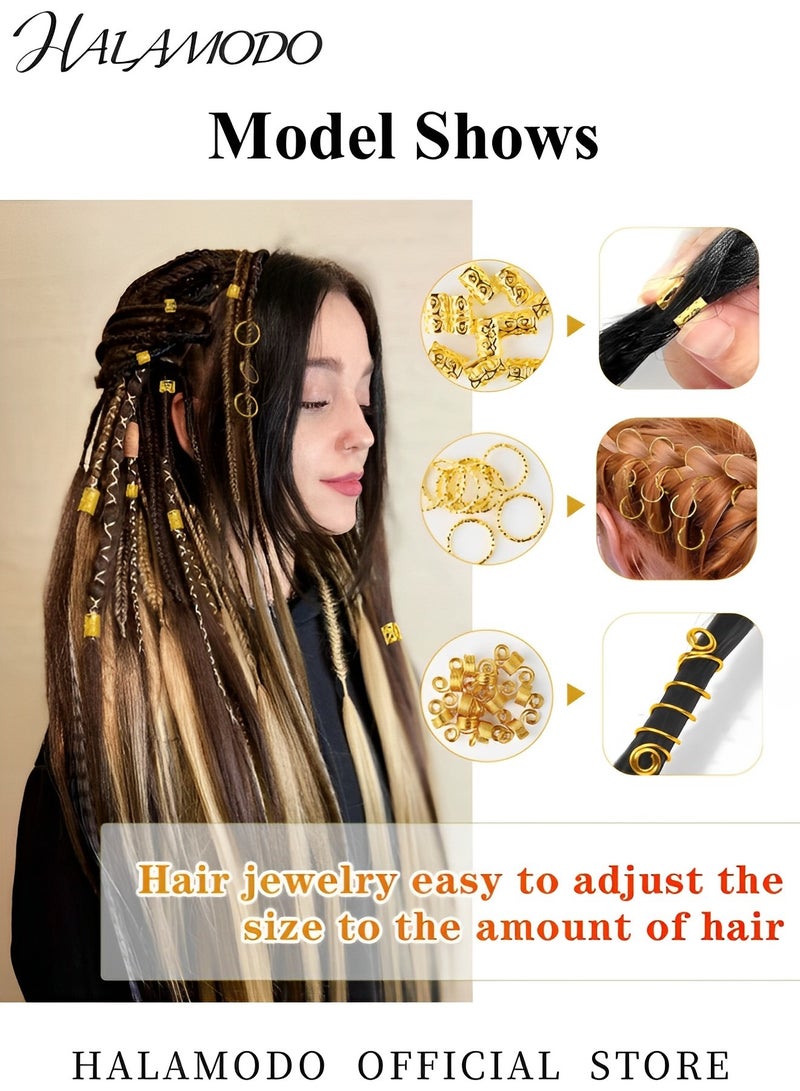 HALAMODO 80PCS Dreadlock Locs Accessories Hair Jewelry for Braids Locs Beads Jewelry for Hair Adjustable Cuffs Iron Braiding Hair Rings Decoration for Women and Girls - Image 2