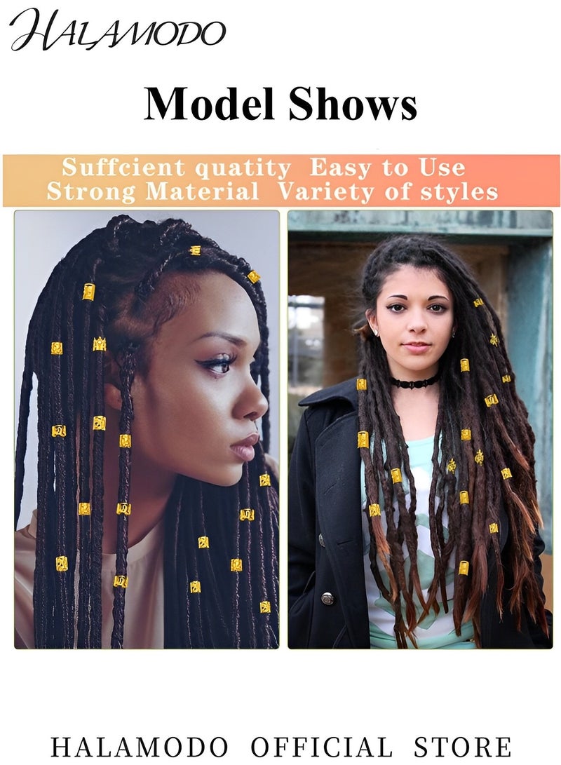 HALAMODO 80PCS Dreadlock Locs Accessories Hair Jewelry for Braids Locs Beads Jewelry for Hair Adjustable Cuffs Iron Braiding Hair Rings Decoration for Women and Girls - Image 3
